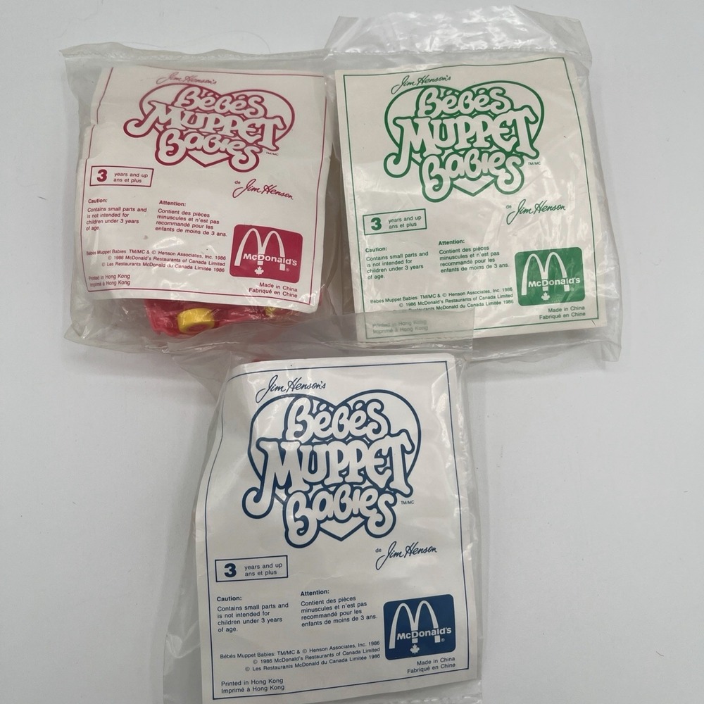 Vintage McDonald's Muppet Babies Happy Meal Toys‎ Kermit Miss Piggy Gonzo 1986